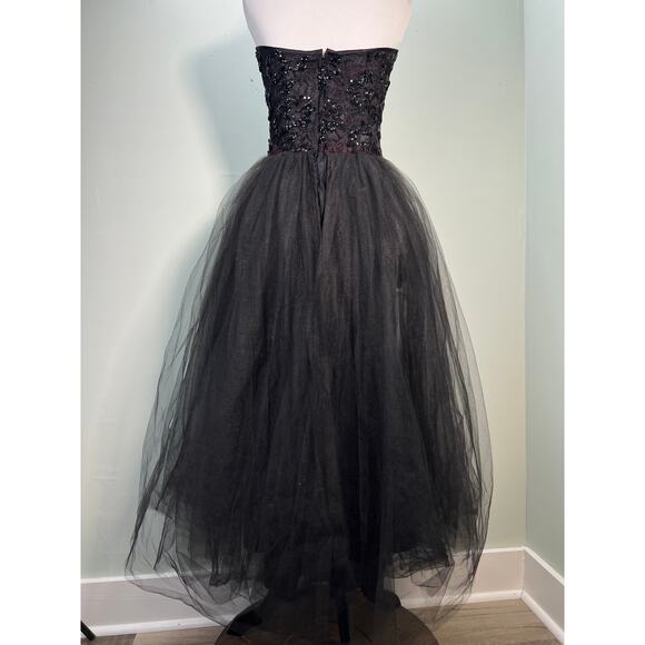 Vintage Gunne Sax Dress Jessica Mcclintock Womens 9 Black Tulle Sequins Gothic - Picture 6 of 12